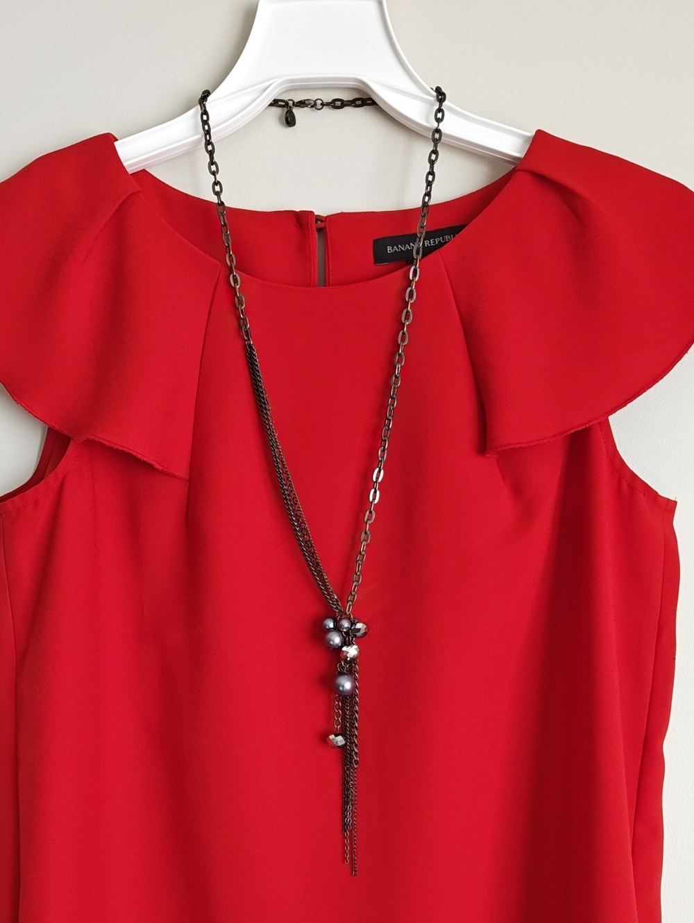 Simply Vera Vera Wang Gunmetal Chain Tassel Necklace with Gray Pearls